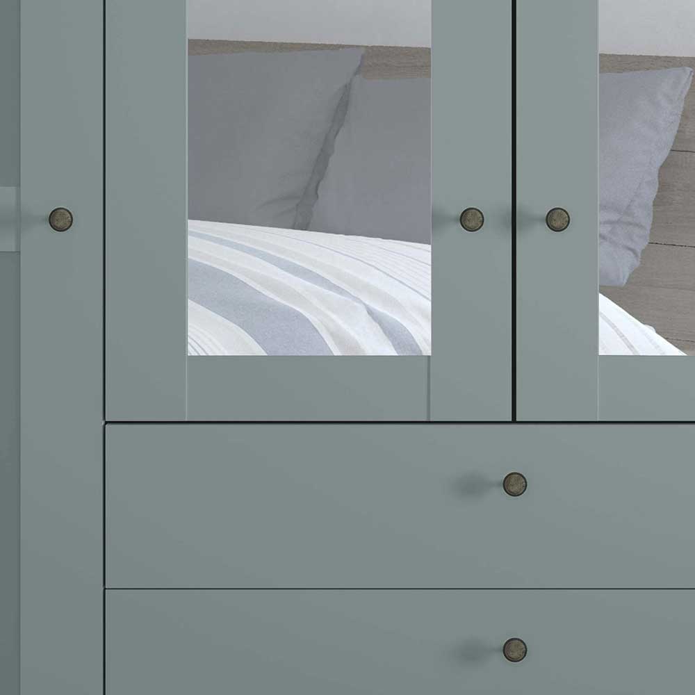 Graugrüner Kombi-Kleiderschrank 200 cm breit - Rajavo