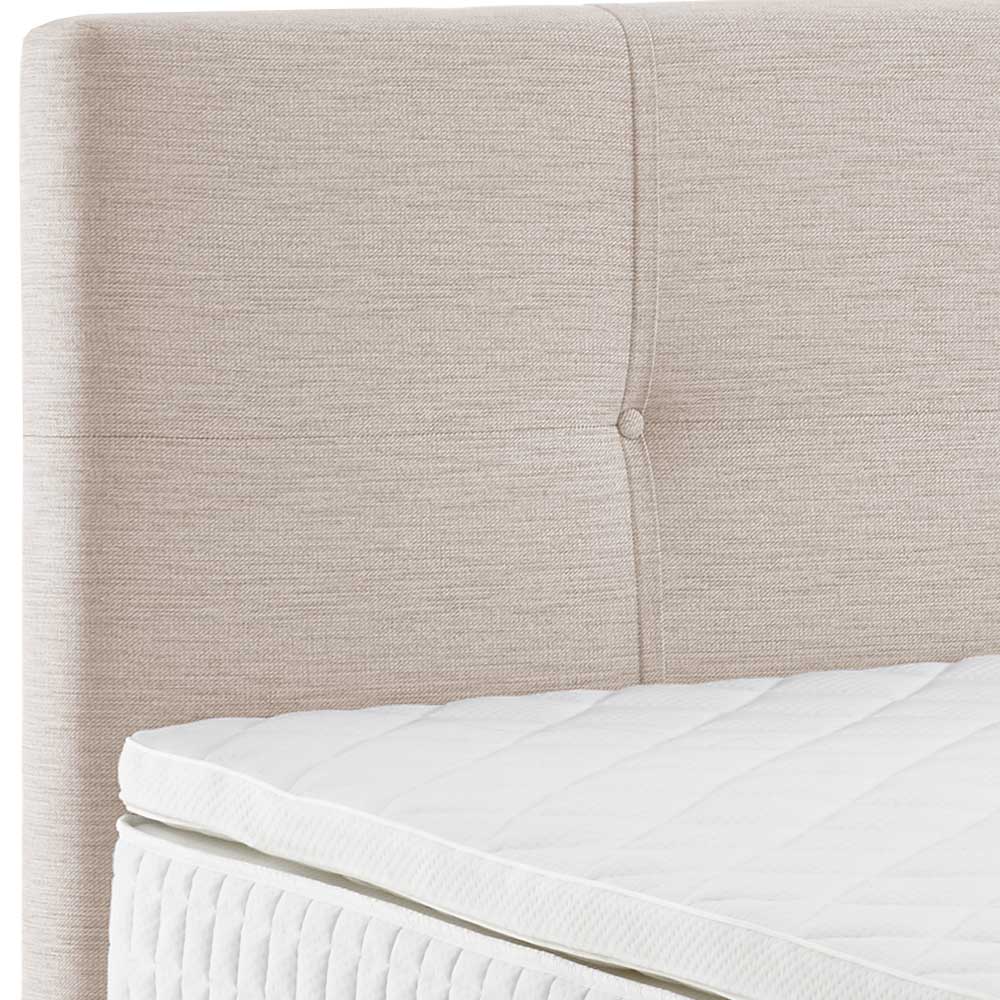 Beigefarbenes Boxspringbett mit Topper - Mocina