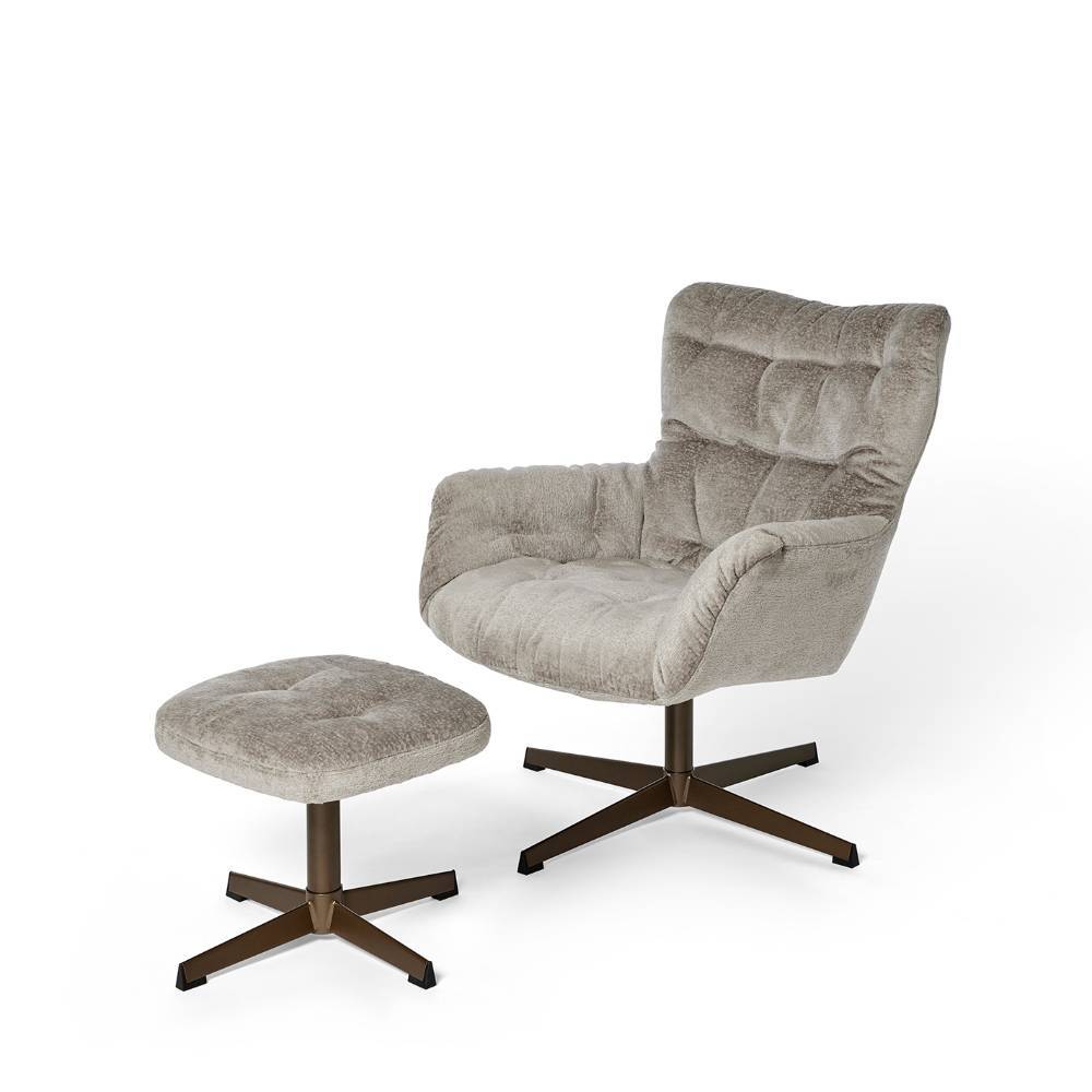 Sessel und Hocker Set drehbar - Evillar (zweiteilig)