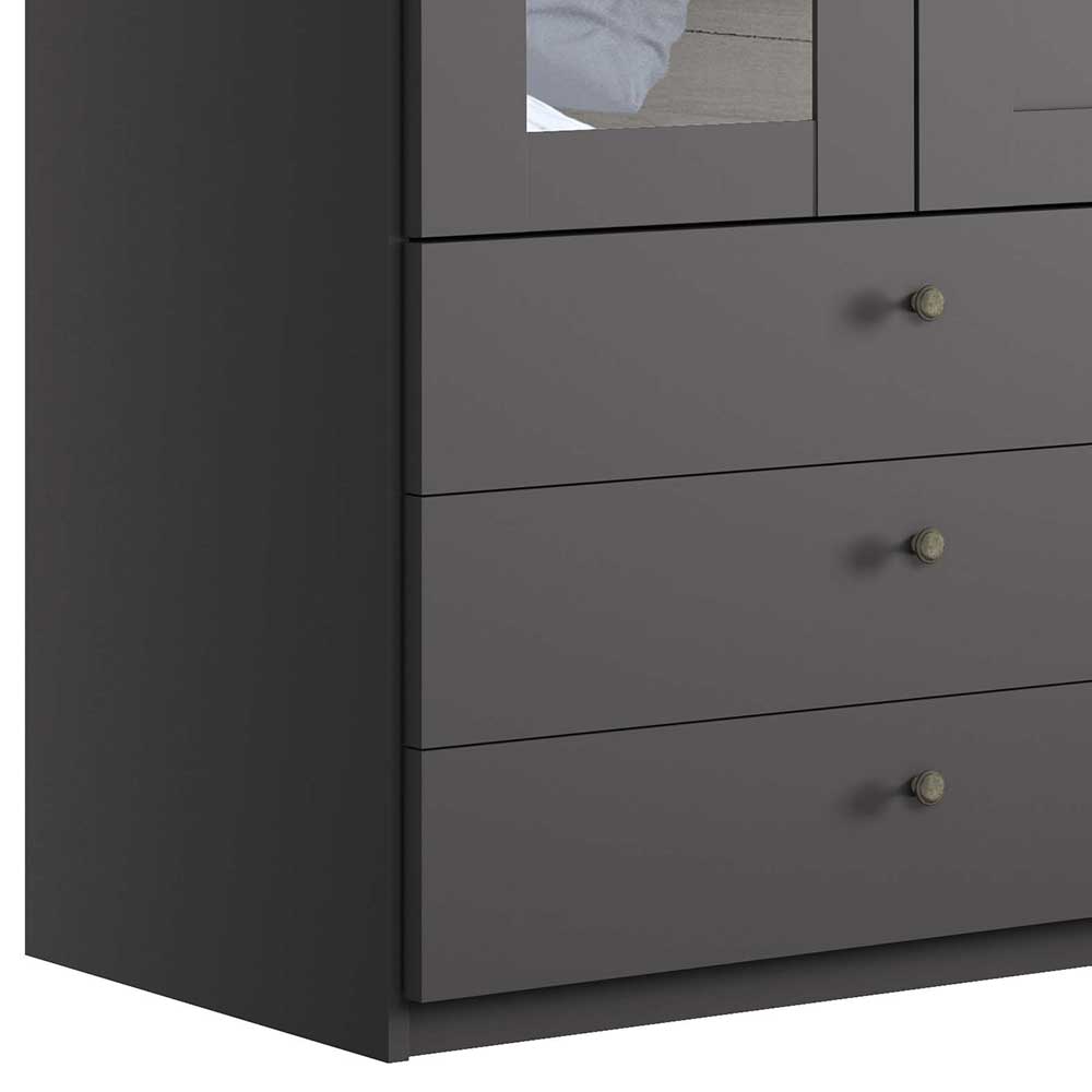 2-türiger Kleiderschrank in Dunkelgrau foliert - Mataram