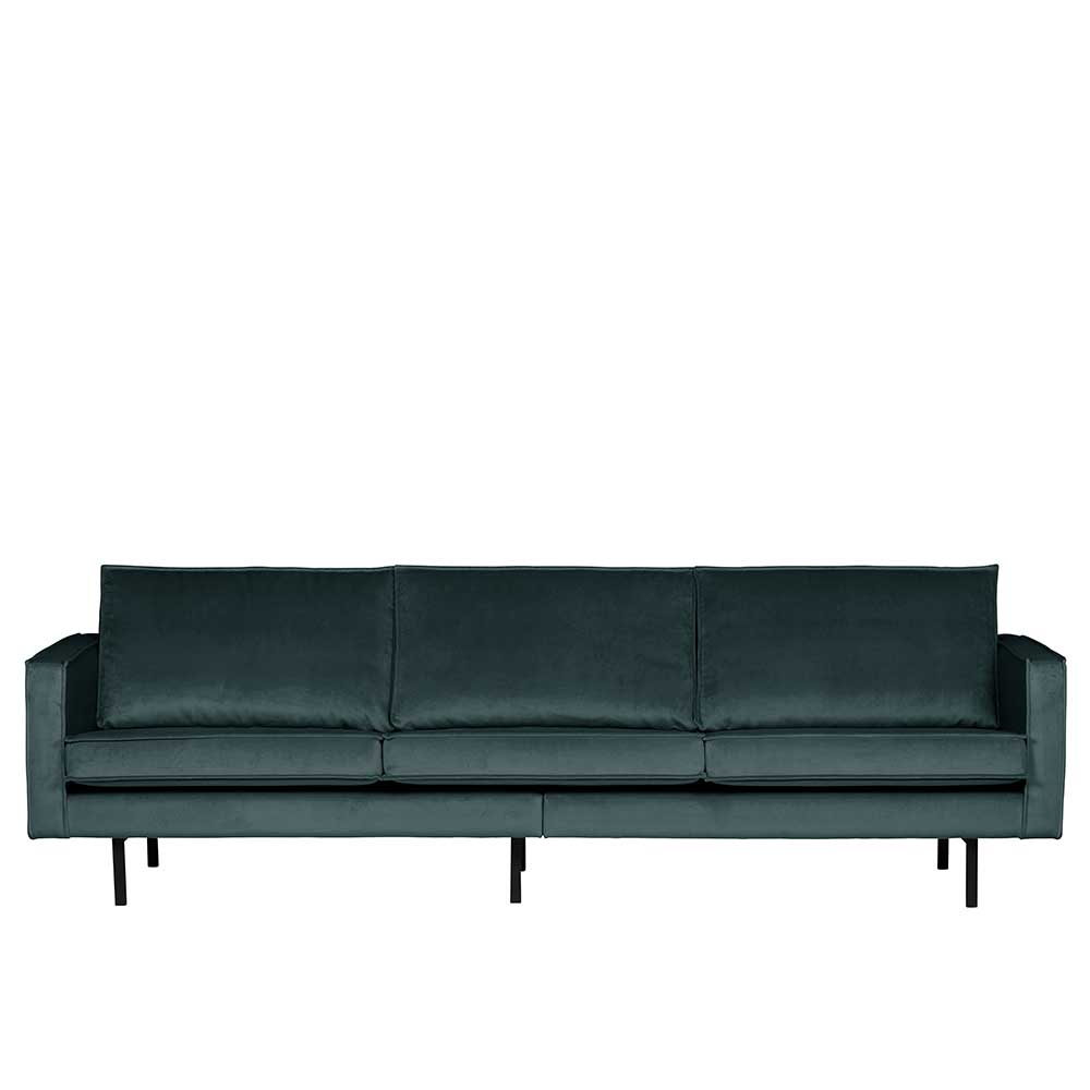 Samt 3 Sitzer Couch in Blau - Fledos