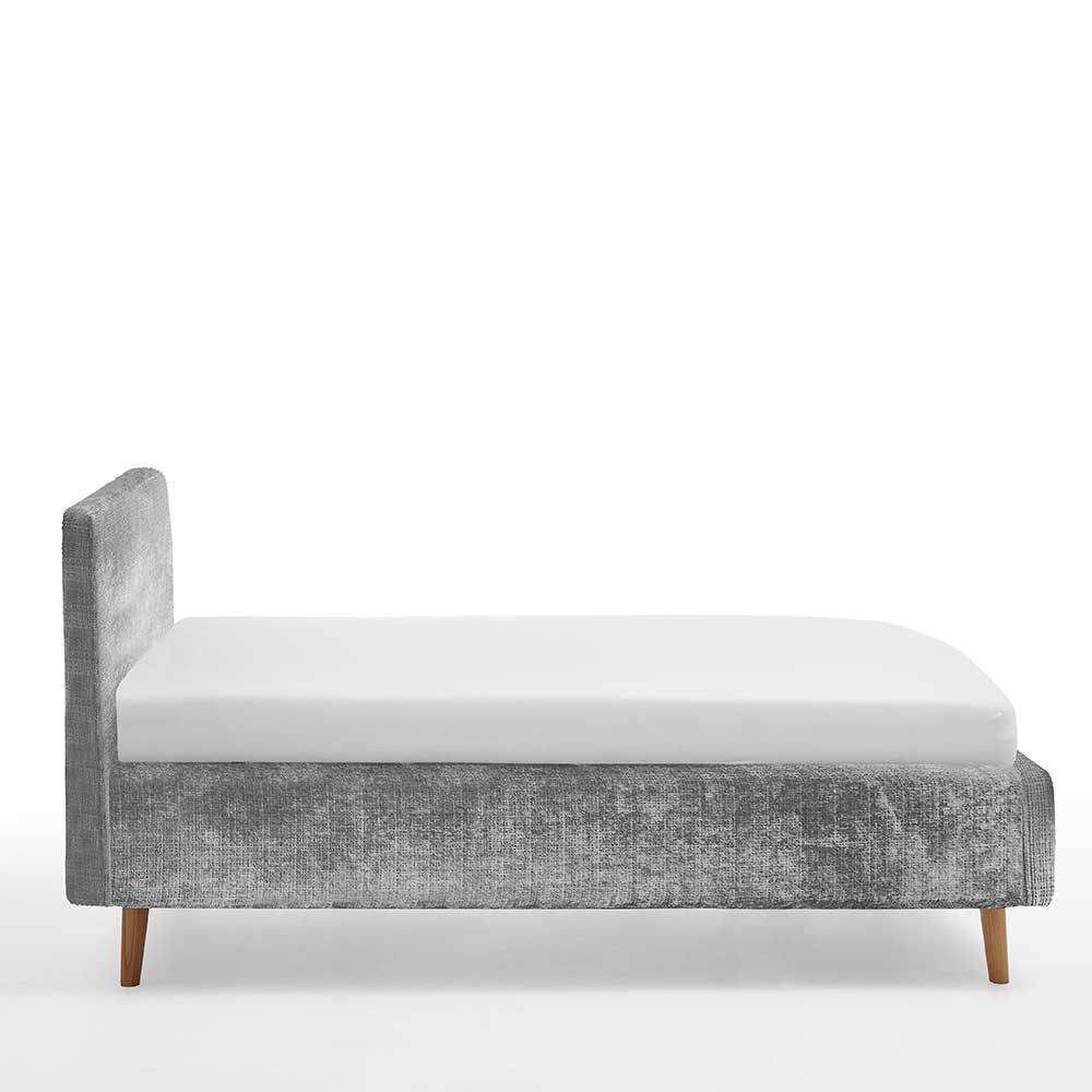 Gepolstertes Bett mit Boucle Bezug in Grau - Ambreros