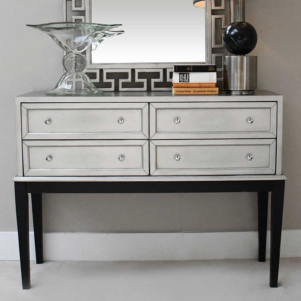 Design Konsolentisch in Silber & Schwarz - Formosa