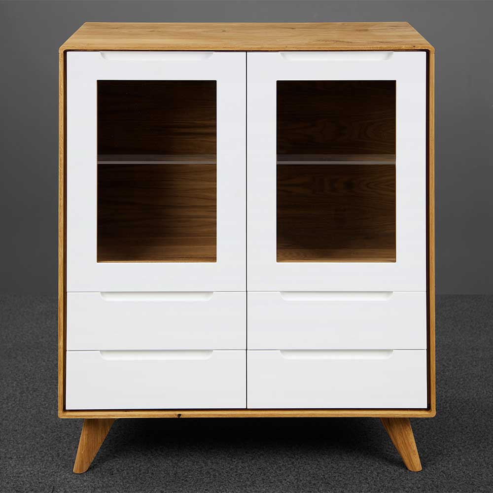 90x109x40 Highboard mit Glas Türen & 4 Schubladen - Diesta