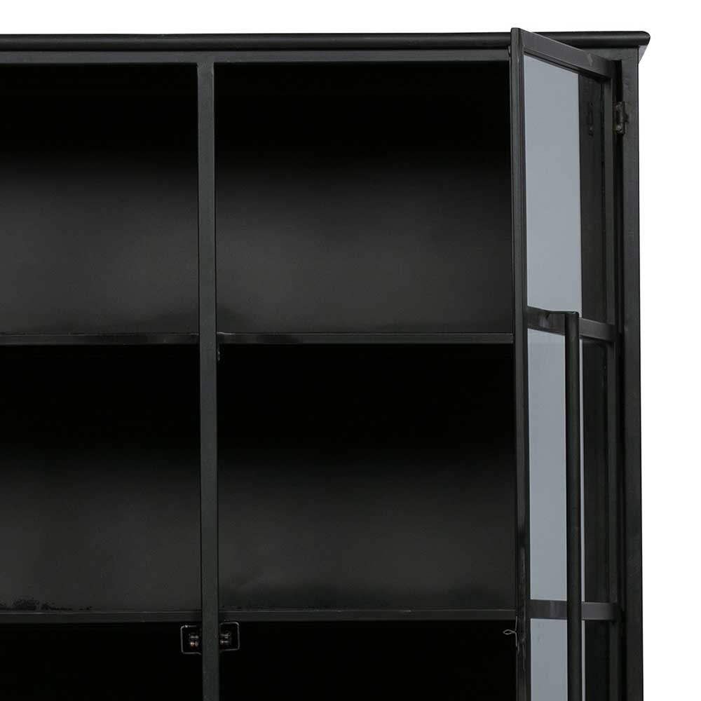 2-türige Metall Vitrine in Schwarz - Ponnya