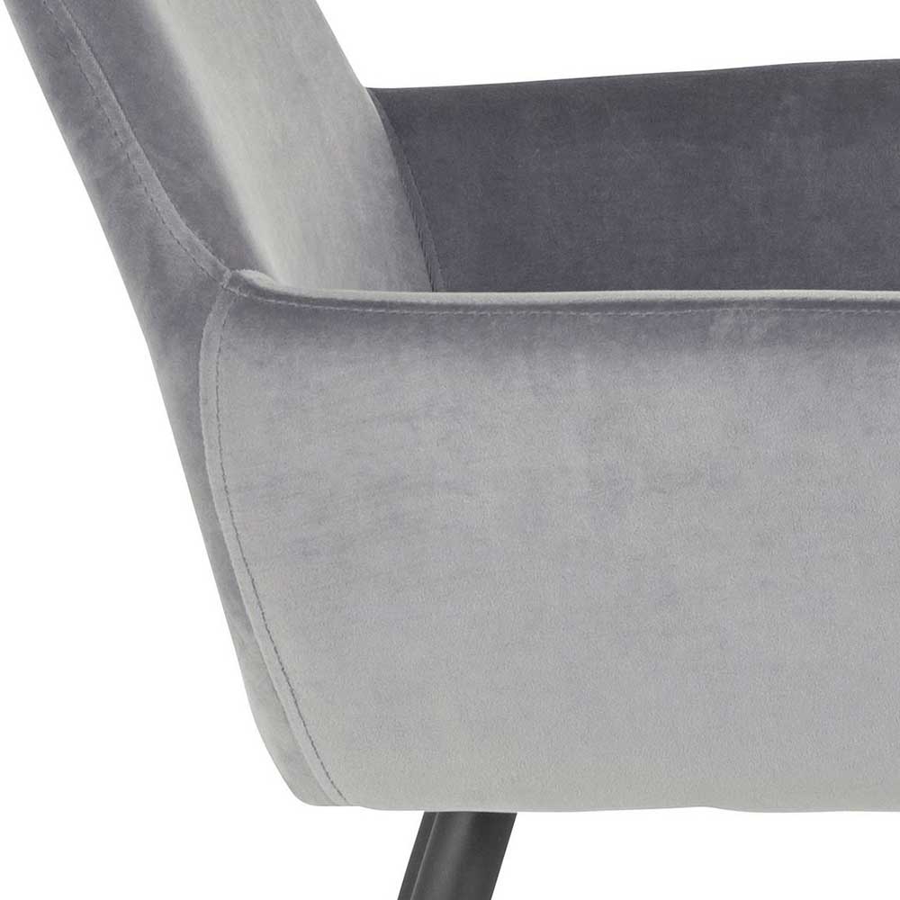 Samt Armlehnenstühle in Grau - Mulaku (2er Set)