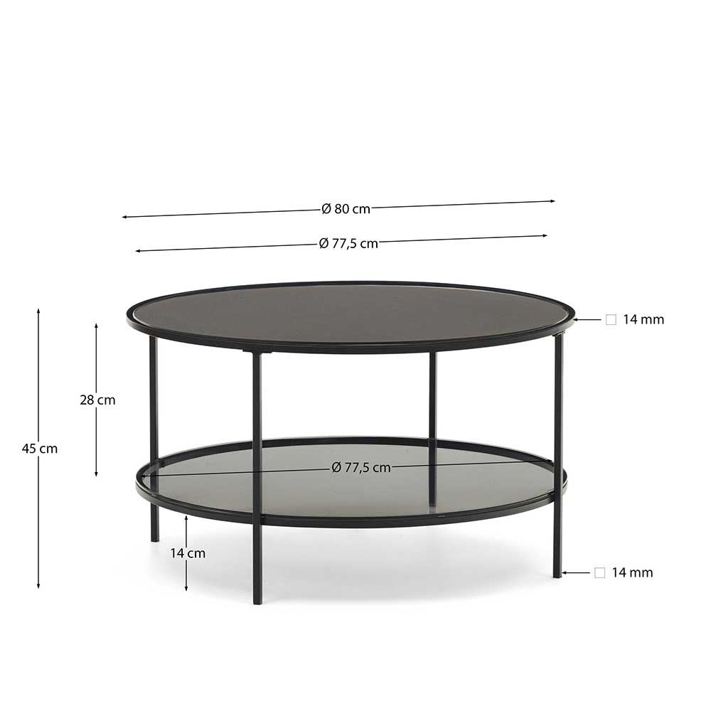 Wohnzimmer Glastisch mit Zusatzablage - Sercan