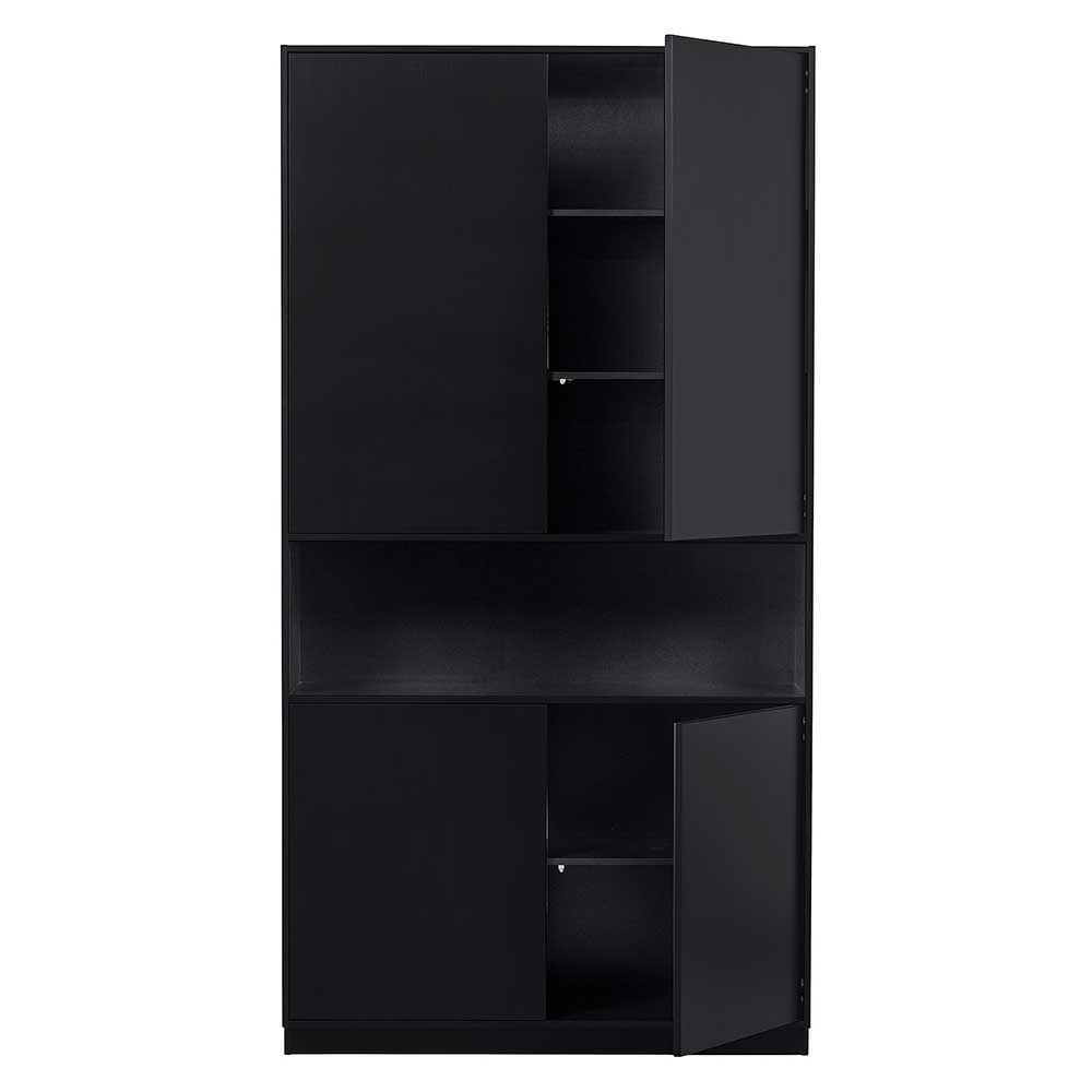110x210x40 cm Kiefernholz Schrank teilmassiv in Schwarz - Niwidus