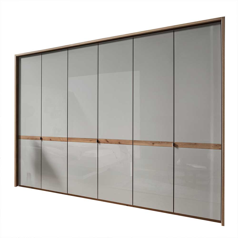 6-türiger Kleiderschrank in Beige Glas - Crascanu