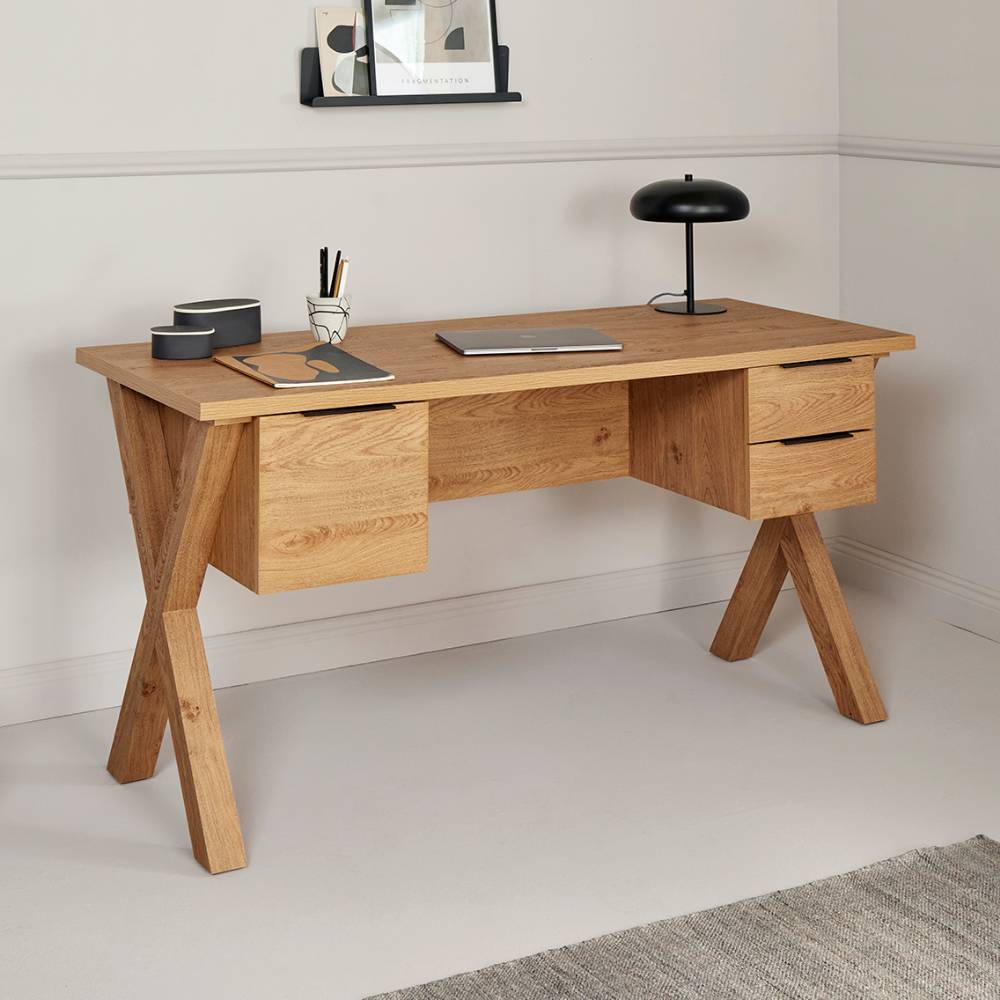 Design-Schreibtisch in Holzoptik Eiche - Alonso