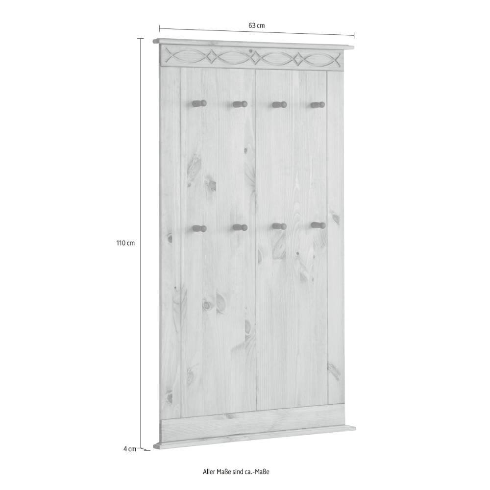 Kiefernholz Wandgarderobe in Weiß - Viorica