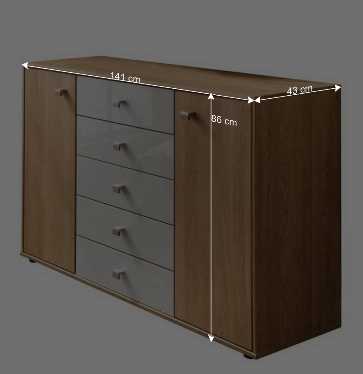 Schlafzimmer Kommode in Eichefarben & Beige - Emdsiva
