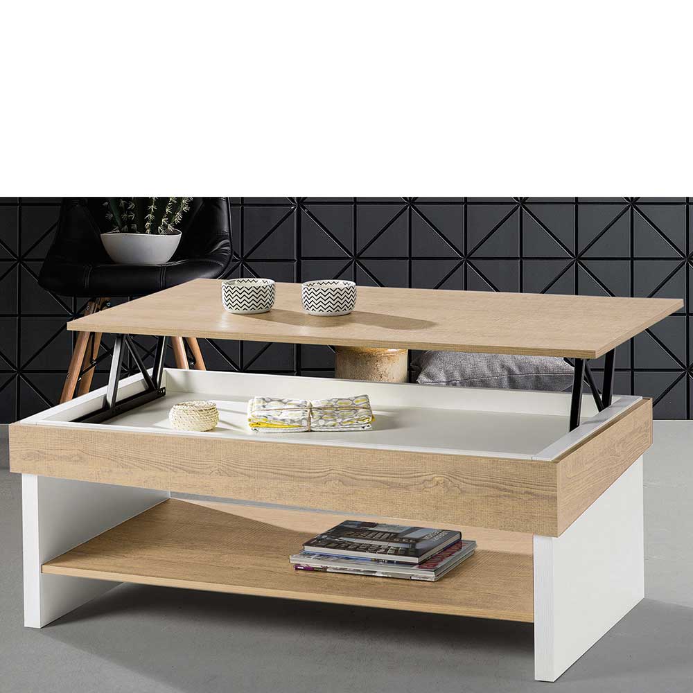 Wohnzimmer Funktionstisch in Wildeiche & Weiß - Jenfa