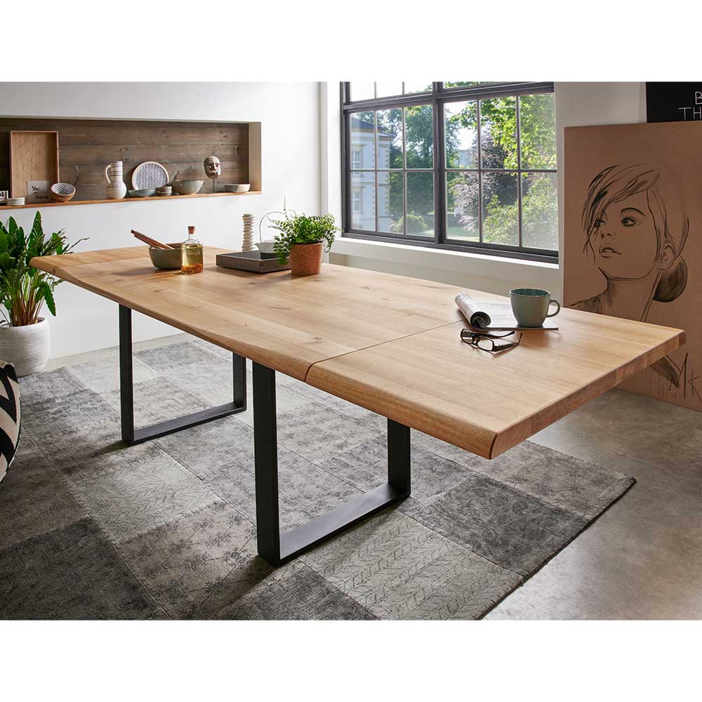Esszimmer Tisch mit Holzplatte aus Wildeiche - Rouven