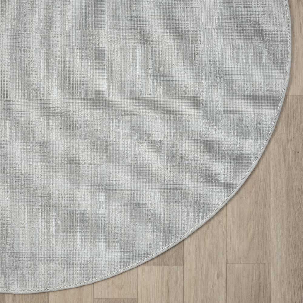 Runder Kurzflor Teppich in Creme und Beige - Miaoli
