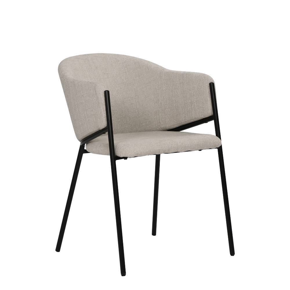 Moderner Armlehnenstuhl in hellem Beige mit schwarzem Gestell für Esszimmer oder Büro – Iceline