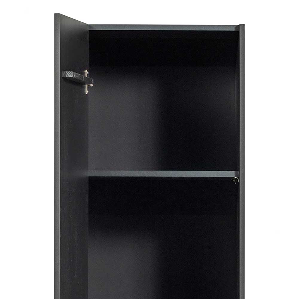 44x188x35 cm 1-türiger Schrank in Schwarz lackiert - Riley