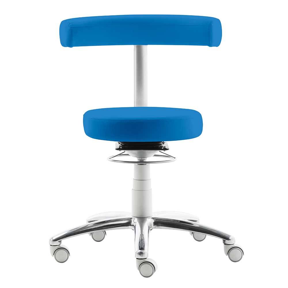 Hocker mit Lehne in Blau Kunstleder - Carito