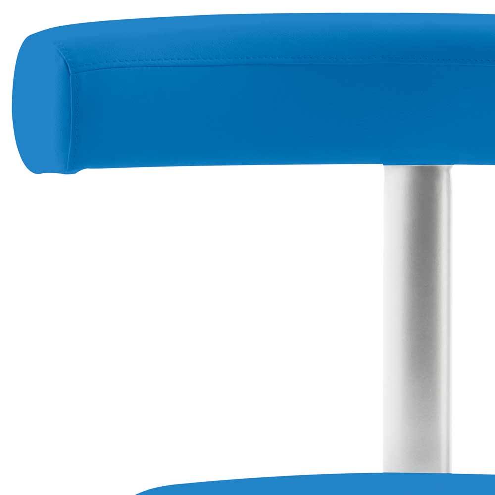Hocker mit Lehne in Blau Kunstleder - Carito