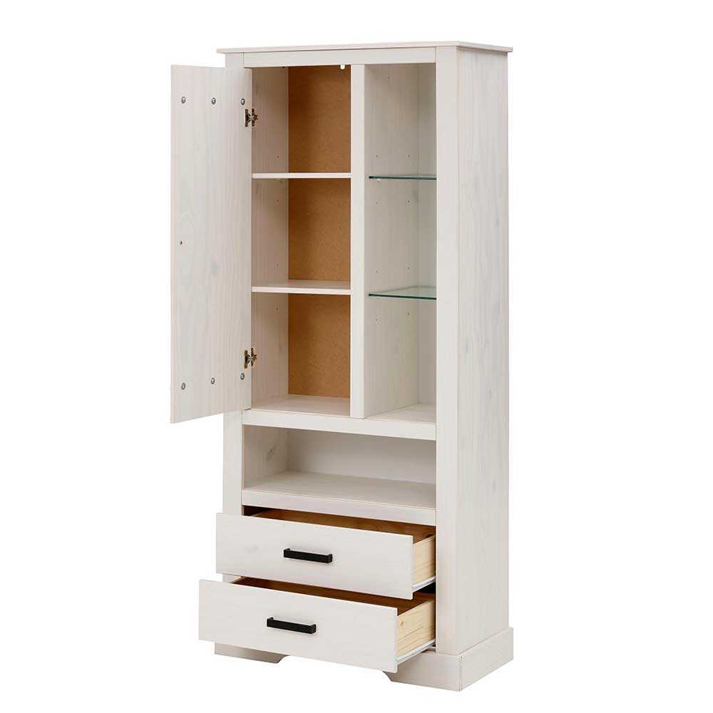 75x170x35 cm Landhaus Schrank in Weiß - Manduza