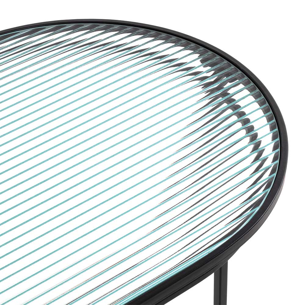 Ovaler Couchtisch mit Strukturglas Platte - Fender