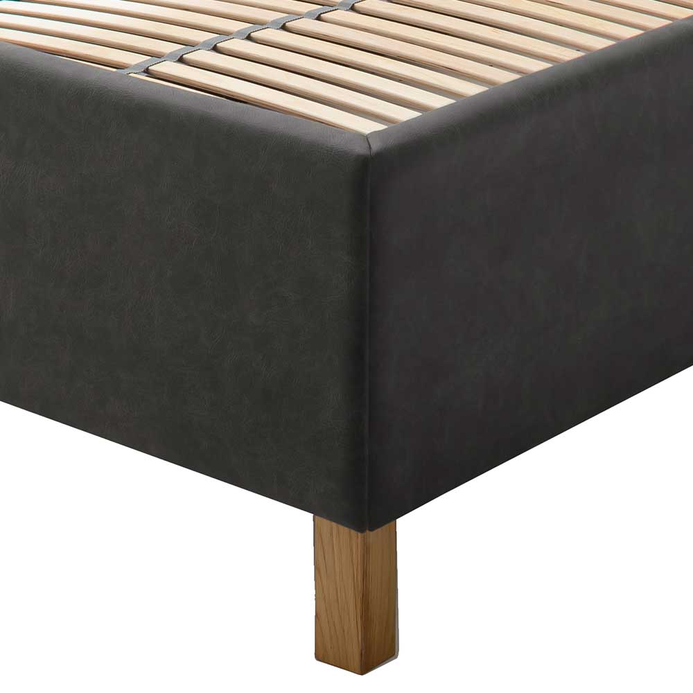 Ehebett mit Bettkasten in Anthrazit - Globals