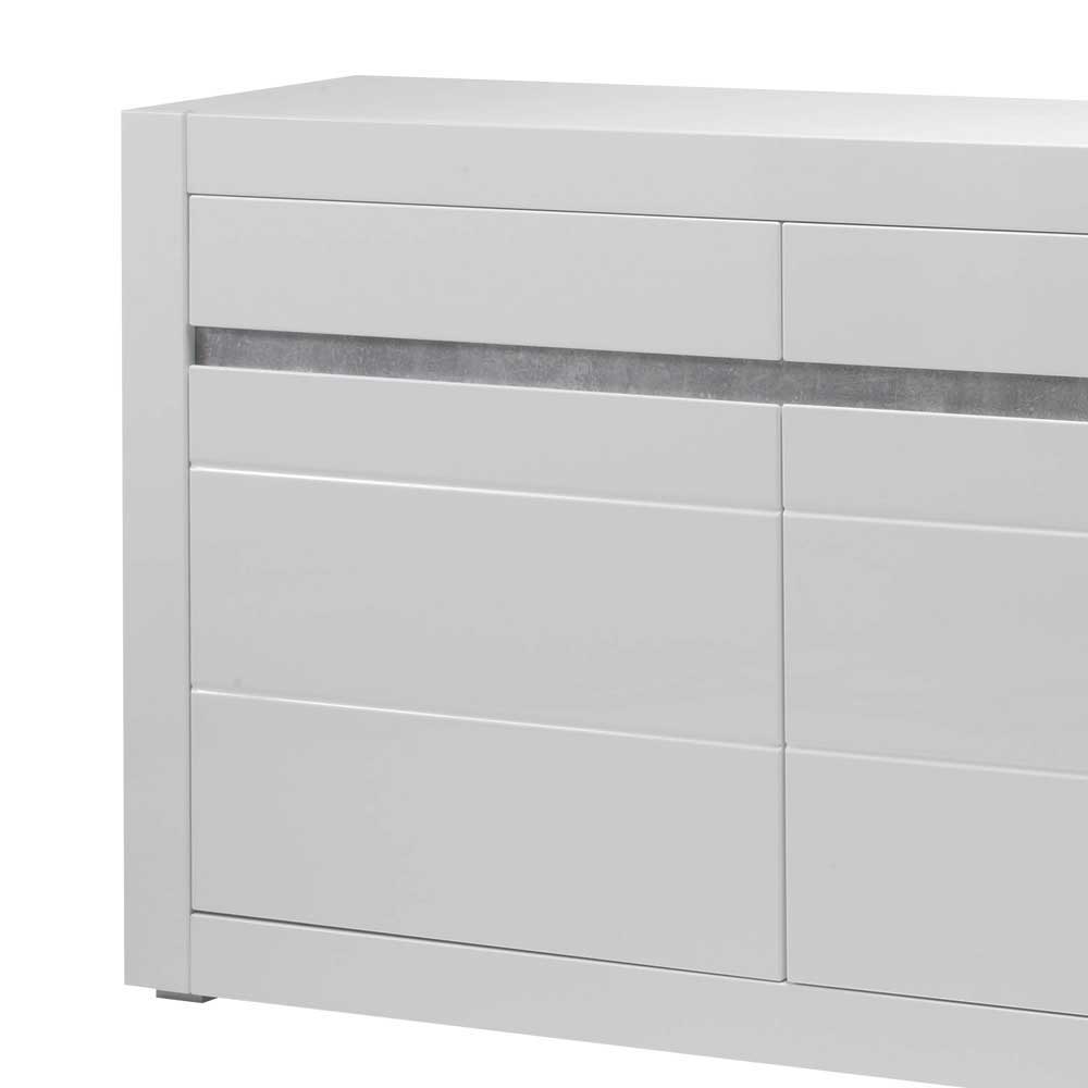 Sideboard mit 3 gedämpften Türen Mextra in Weiß Hochglanz