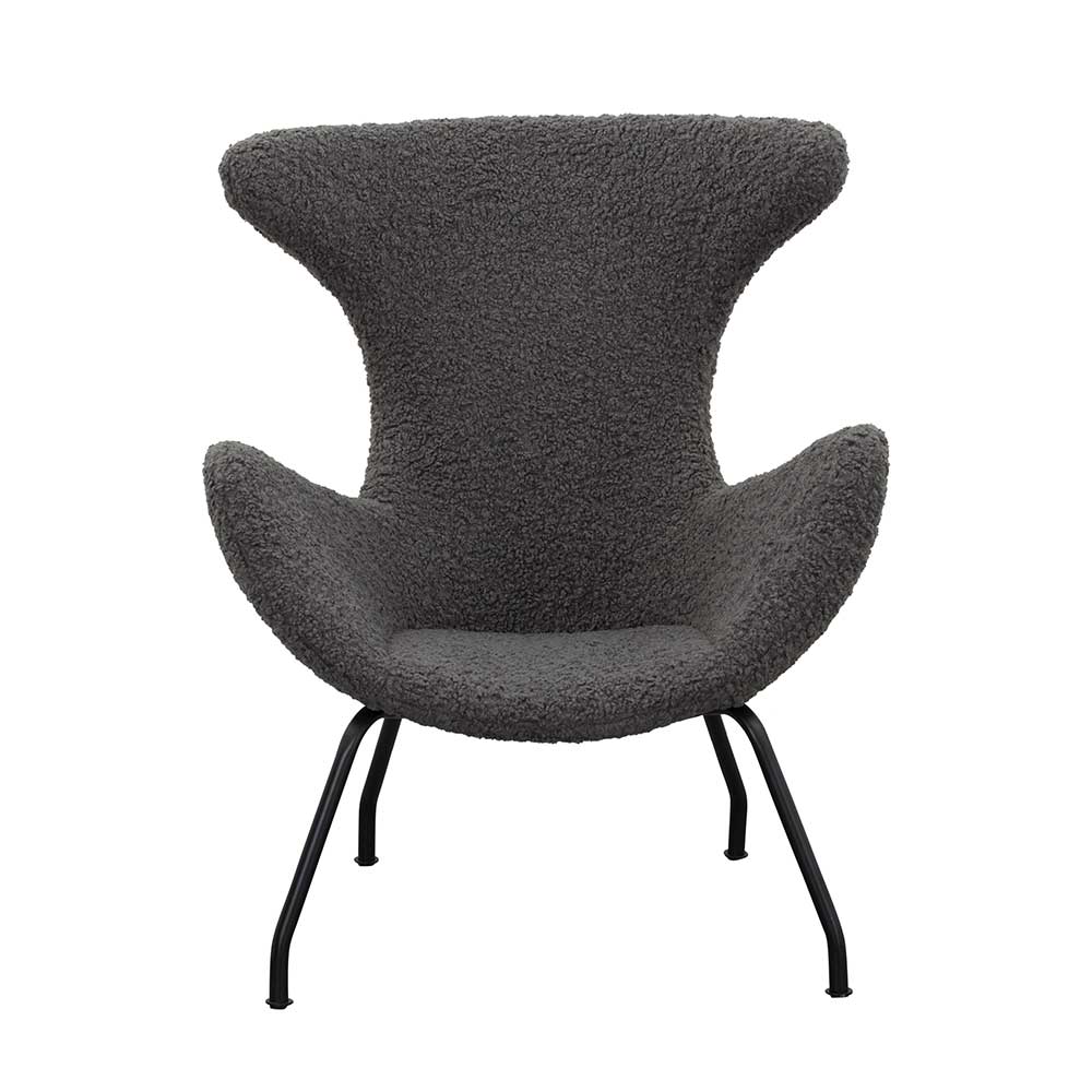 Stylischer Sessel mit grauem Plüsch bezogen - Simple