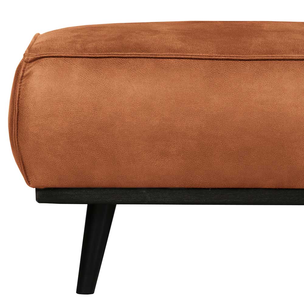 Leder Polsterhocker in Cognac Braun & Schwarz - Albin