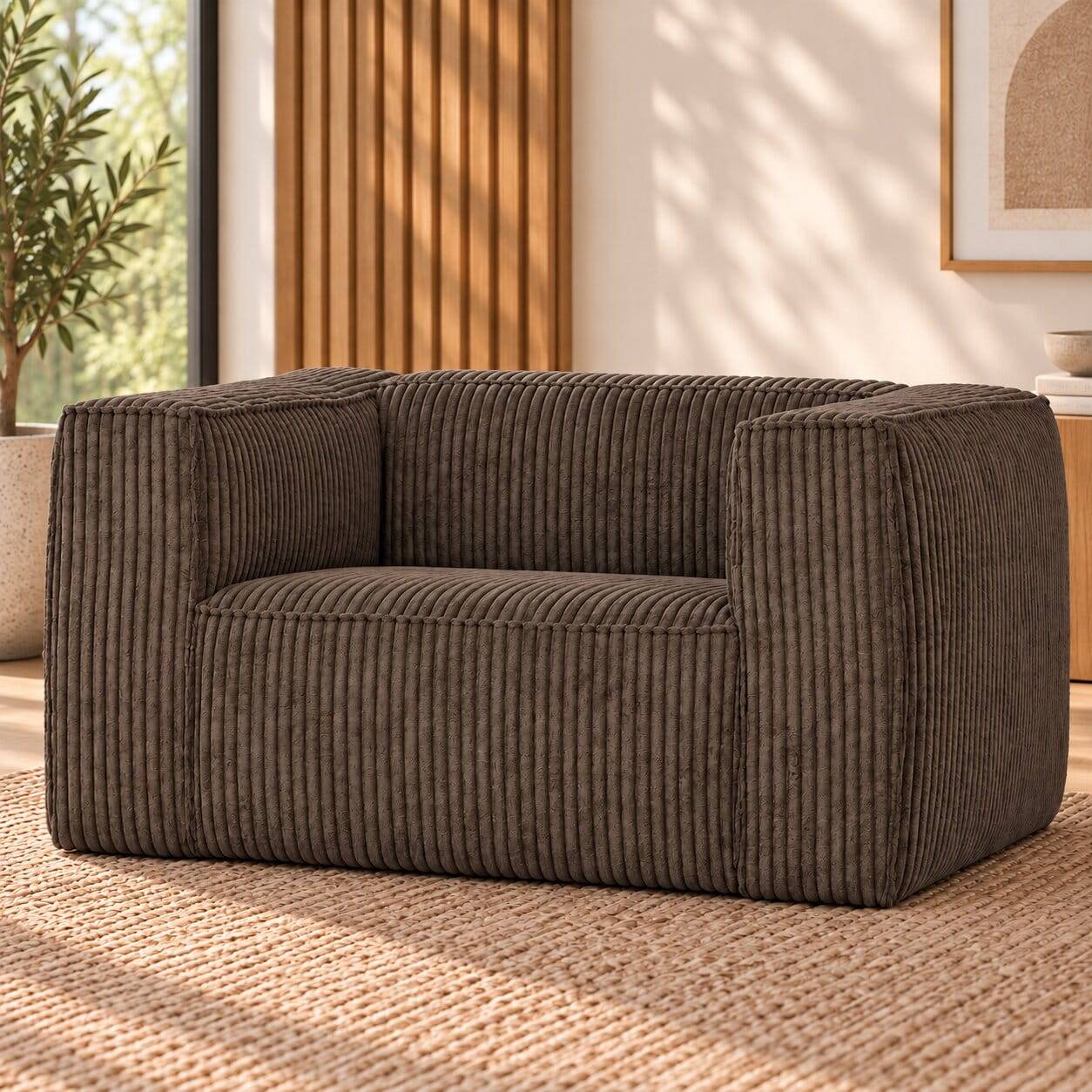 Design Sessel in Schlammfarben Ribcord - Prishia