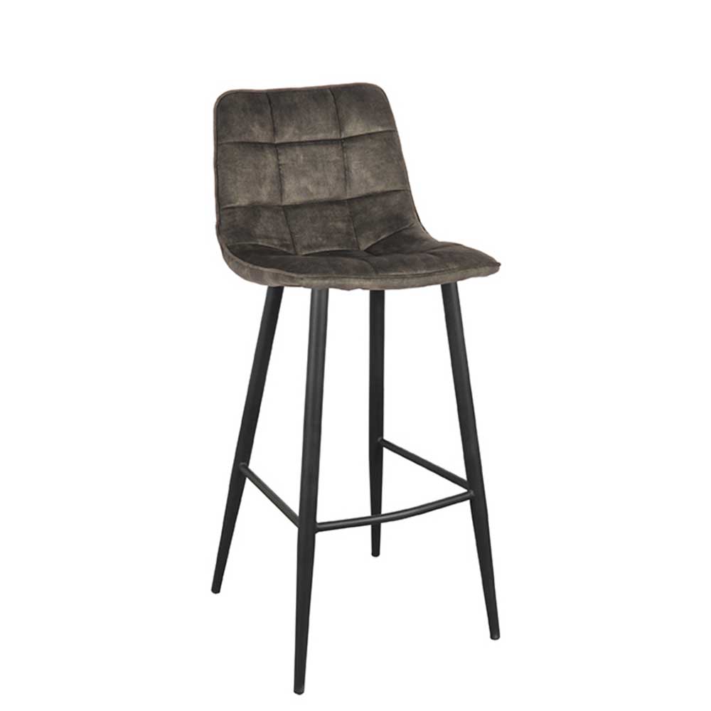 Design Barhocker 2er Set in dunkelgrünem Velours für Küche und Theke – Ciudada