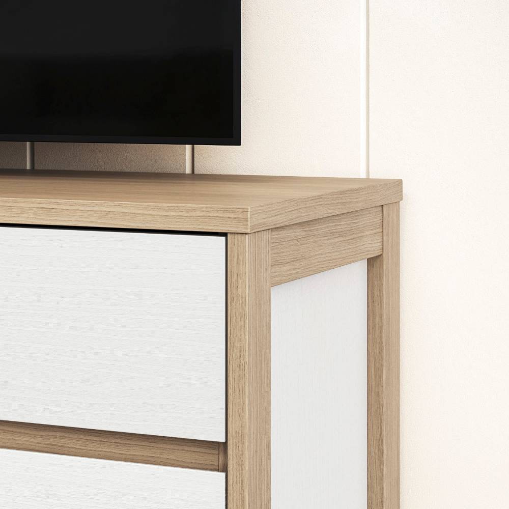 TV-Board in Weiß und Eiche Dekor - Ovidio