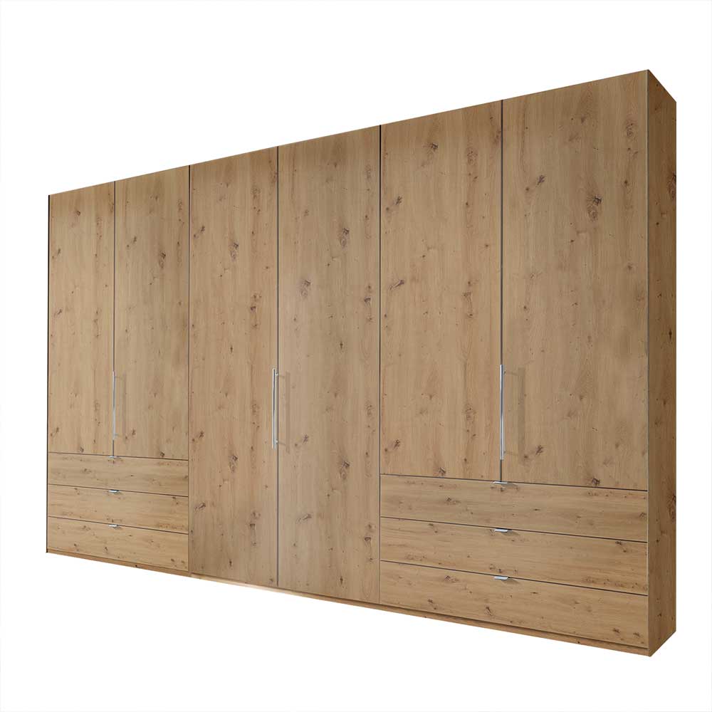 300 cm Falttüren-Kleiderschrank in Eiche Bianco - Soestica