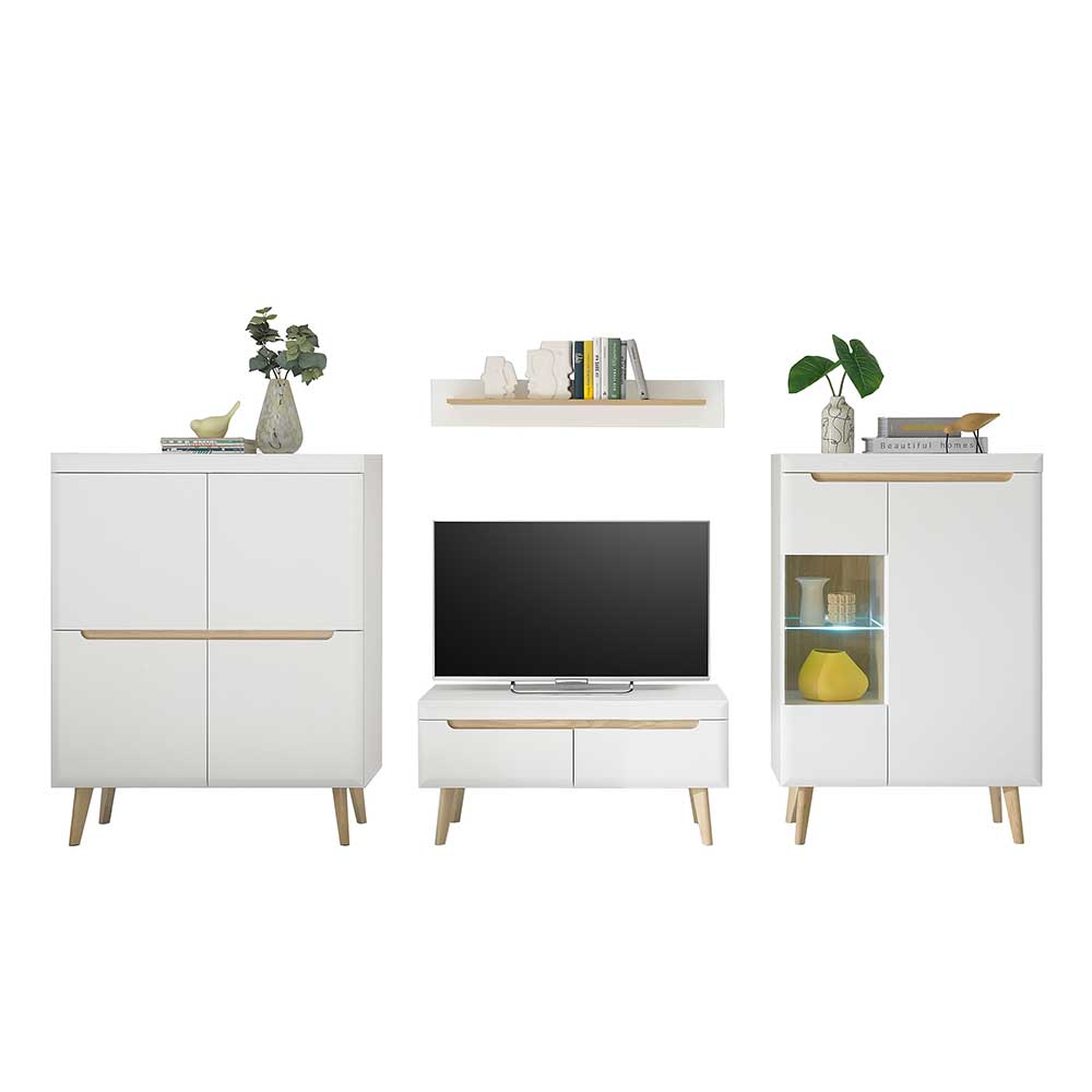 Scandi Chic TV Wohnwand Möbel - Ginko (vierteilig)