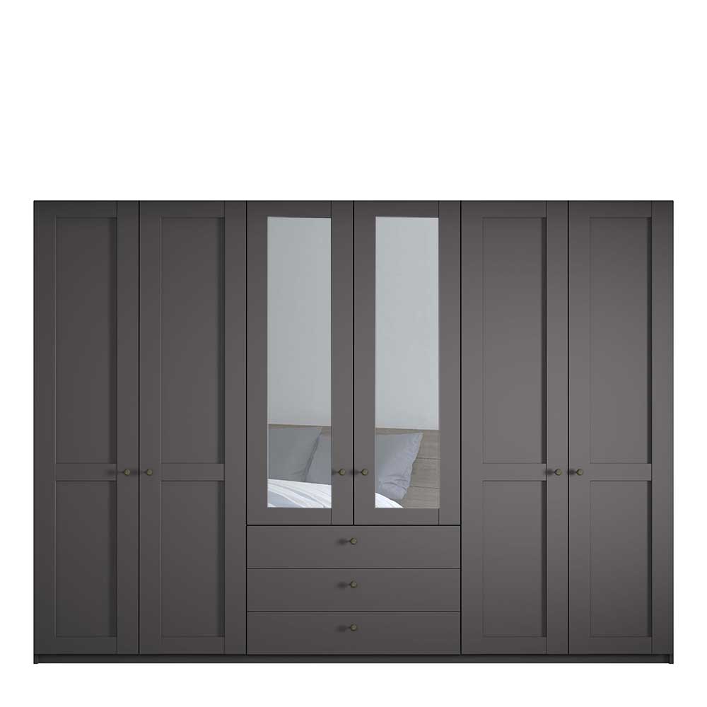 Dunkelgrauer Kombi-Kleiderschrank 6-türig - Mataram