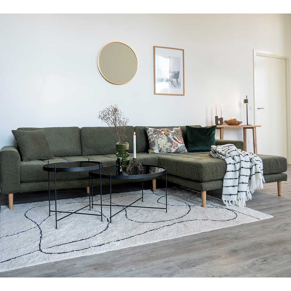 Ecksofa in Oliv Grün & Eiche Natur - Regiao