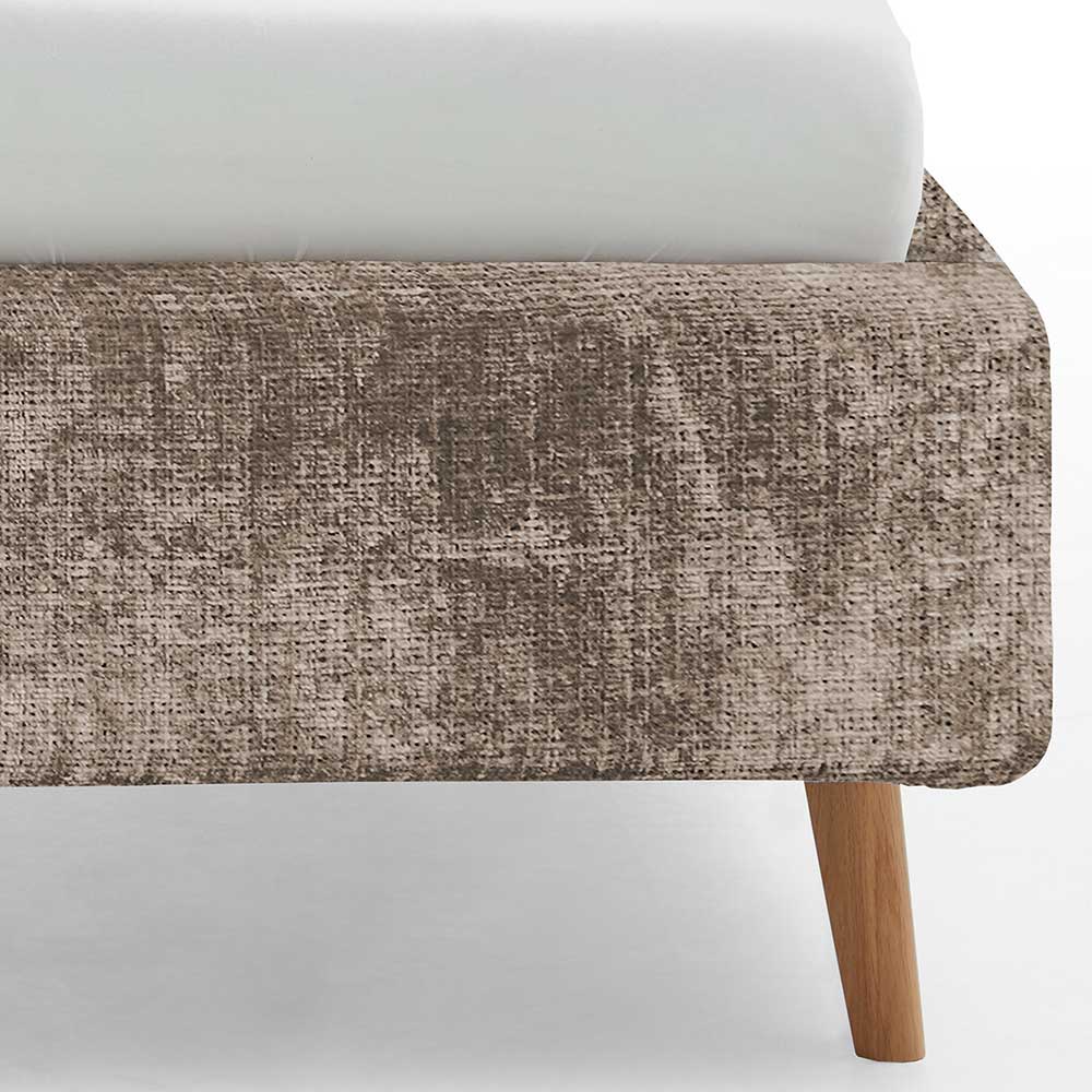 Beigefarbenes Polsterbett mit Bezug aus Boucle - Tudan