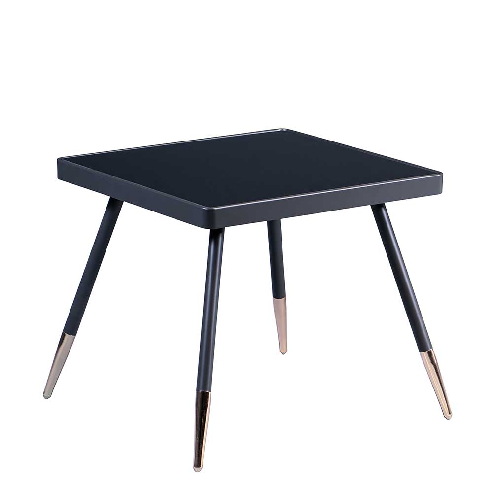 50x50 Beistelltisch mit Schwarzglas Platte - Hanyas