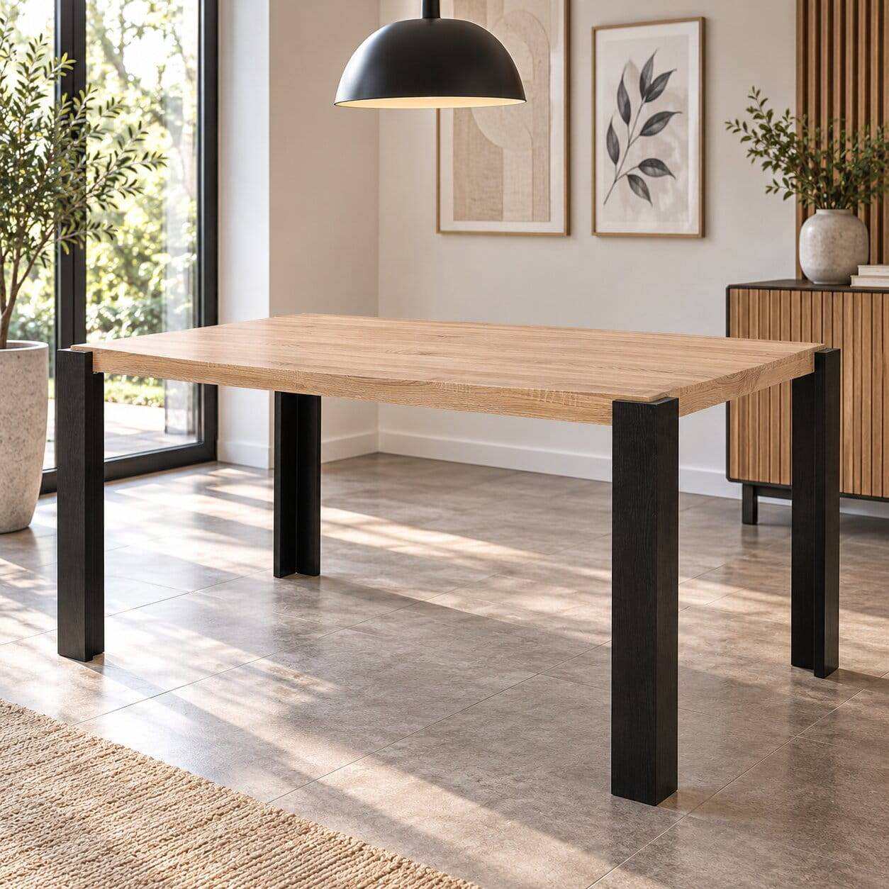 Esszimmer Tisch in Holzoptik Eiche & Schwarz - Cigano