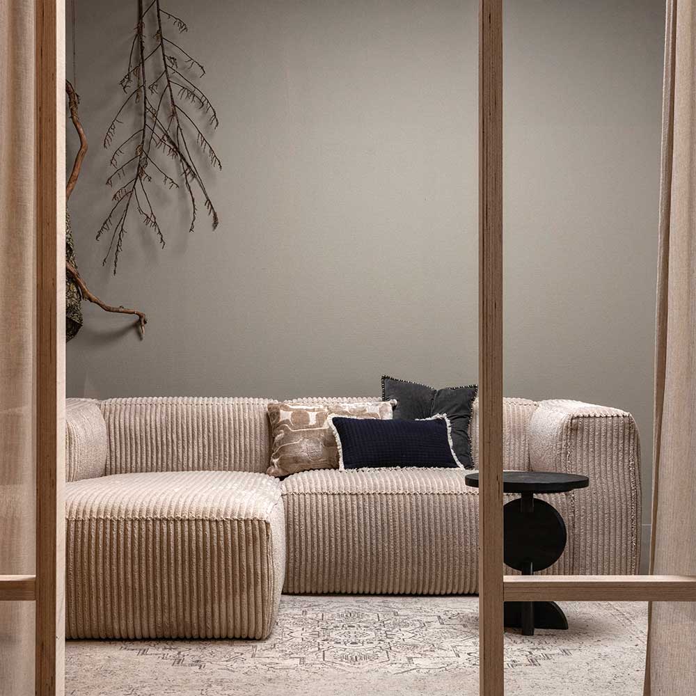 Ecksofa in Beige Ribcord - Fanandro