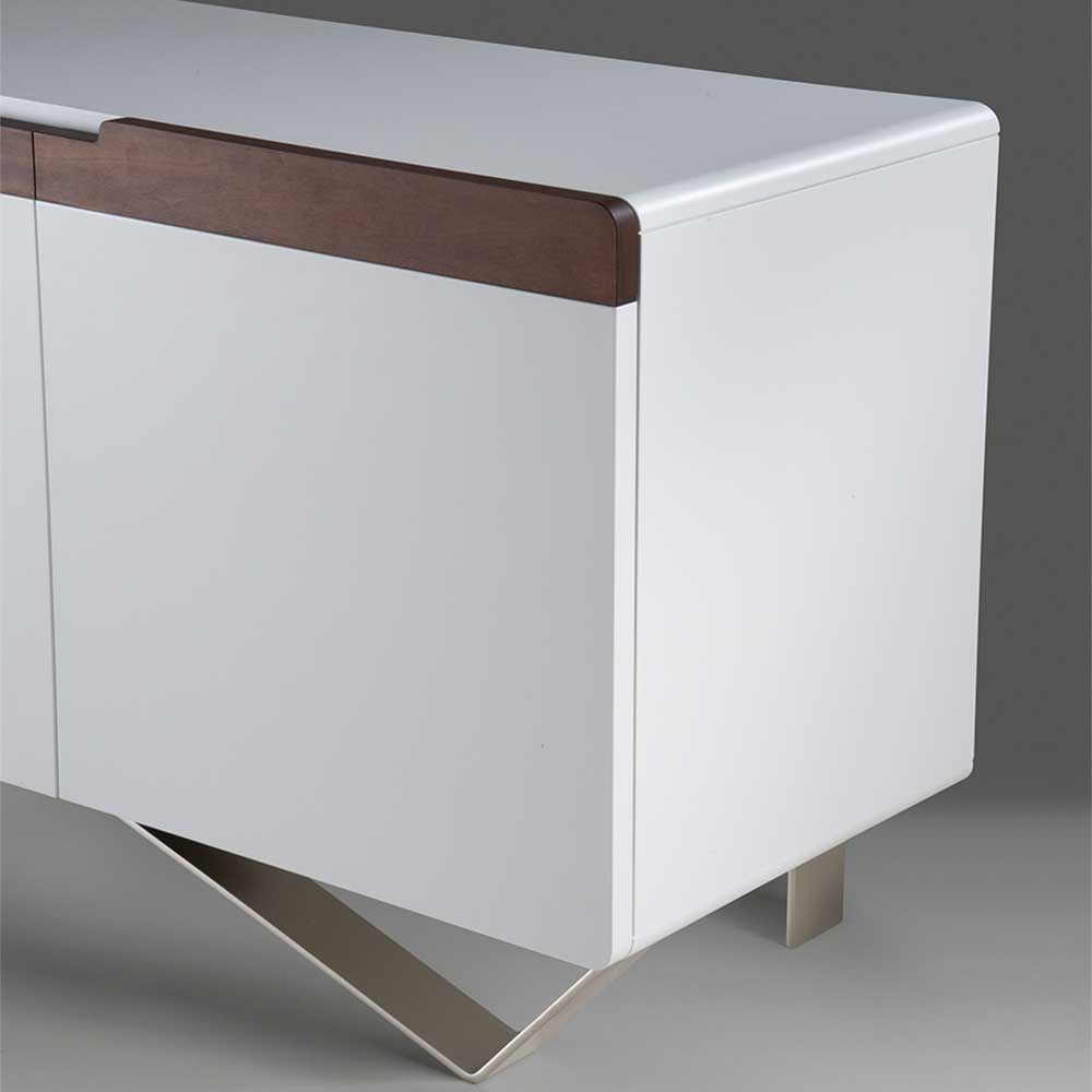 2-türige Design Kommode in Weiß & Nussbaum - Onesty