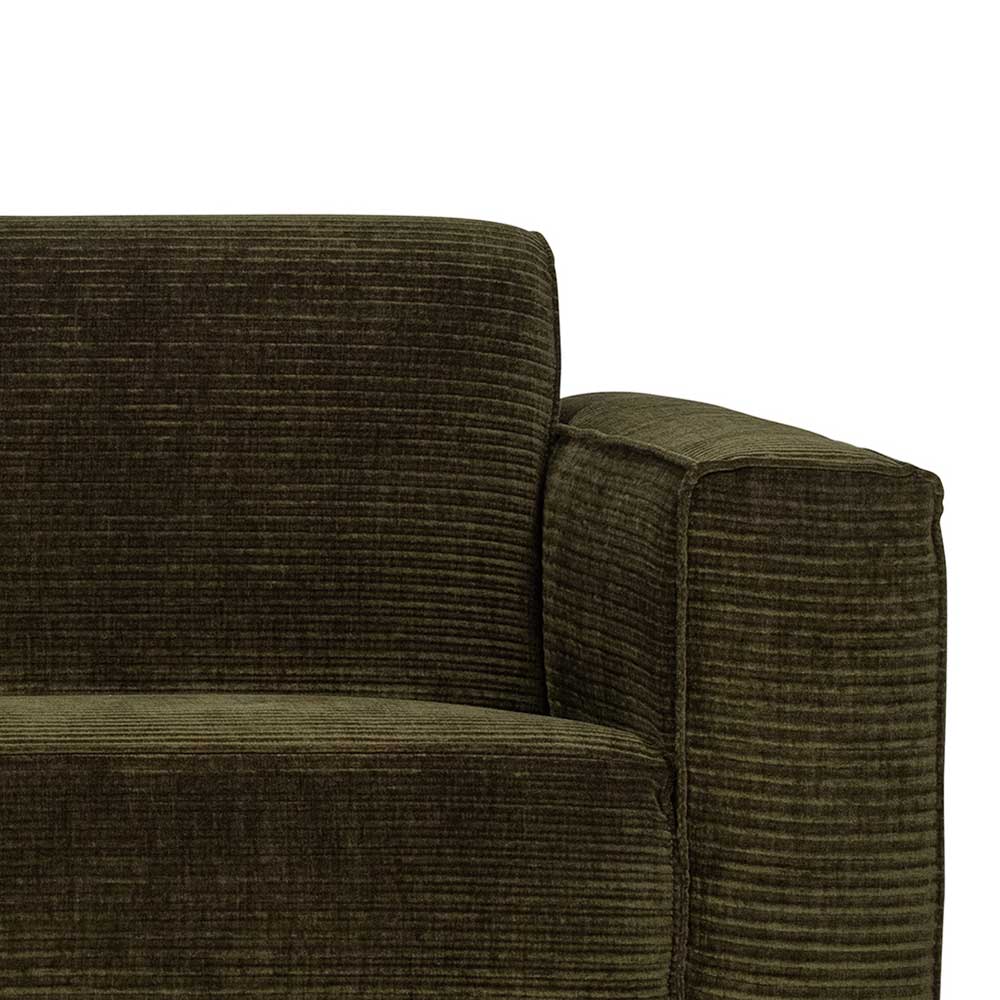 Wohnzimmercouch in Dunkelgrün Cord - Enkolu
