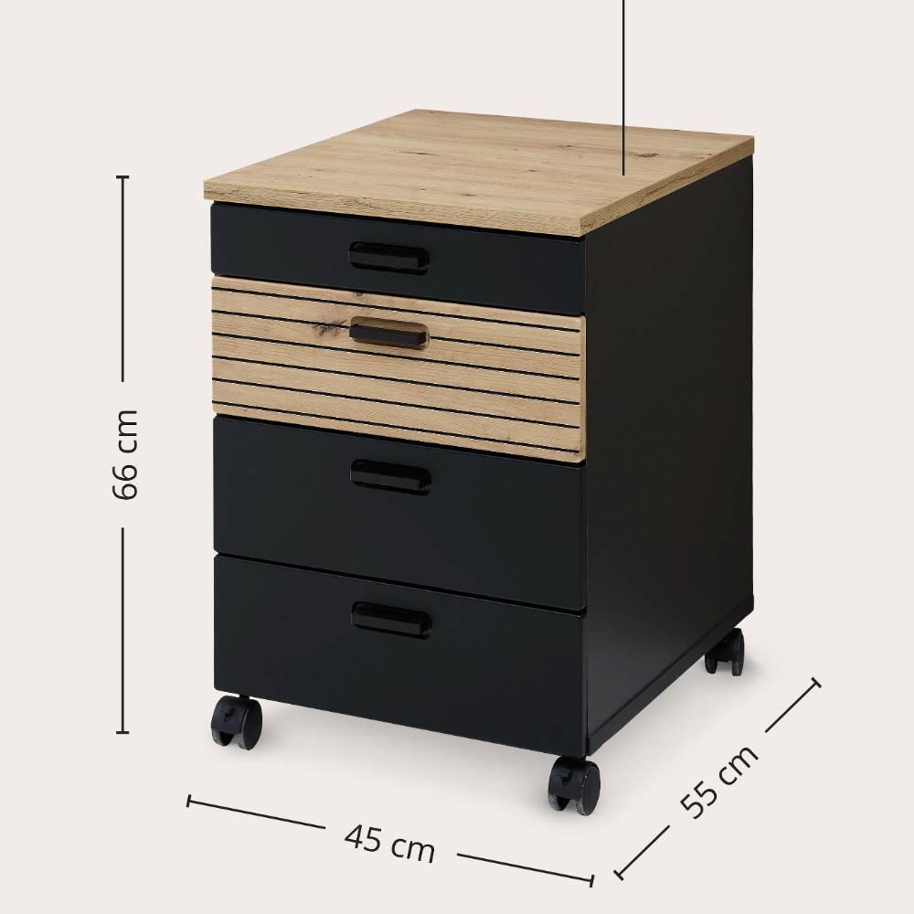 Schreibtisch Rollcontainer in Schwarz - Arama