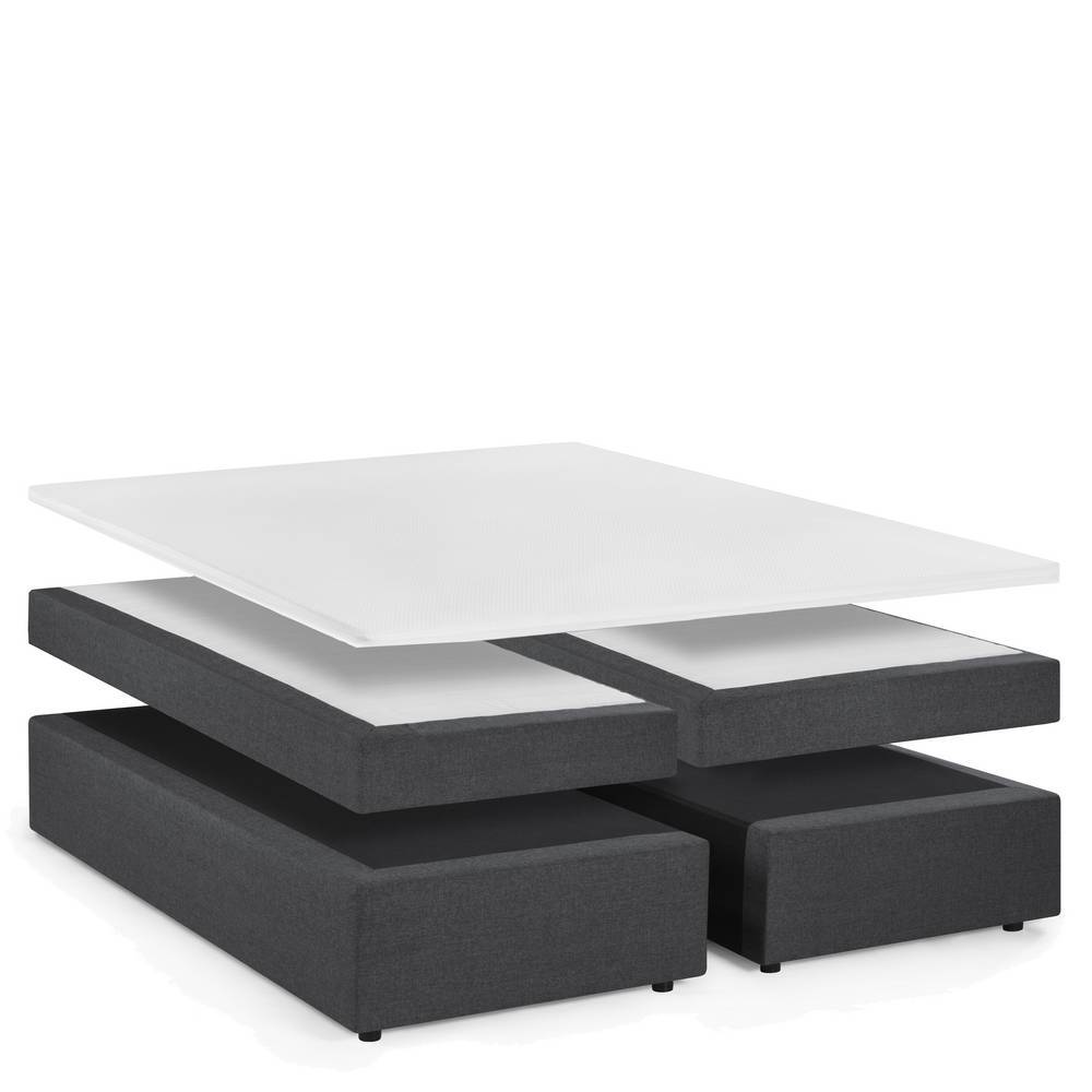 Boxspringbett in Dunkelgrau Webstoff - Cempino