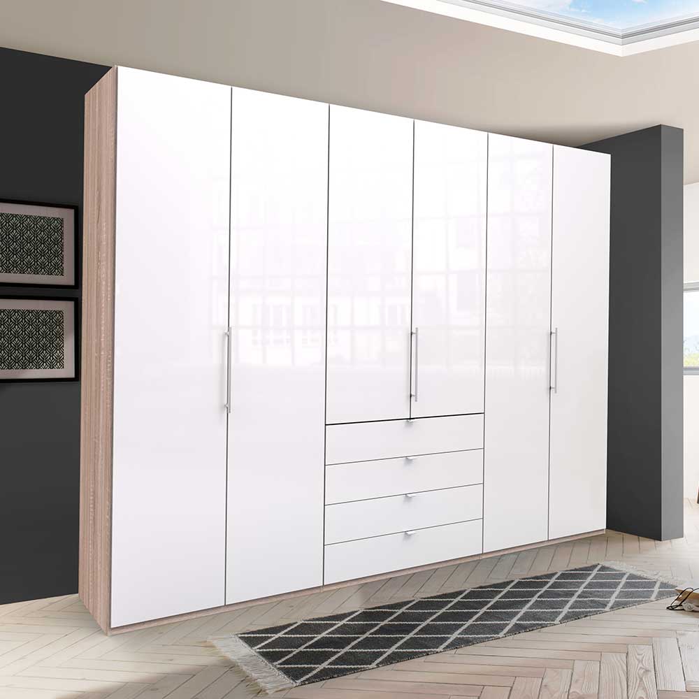 Geräumiger Schlafzimmerschrank in Weiß Glas - Bosays