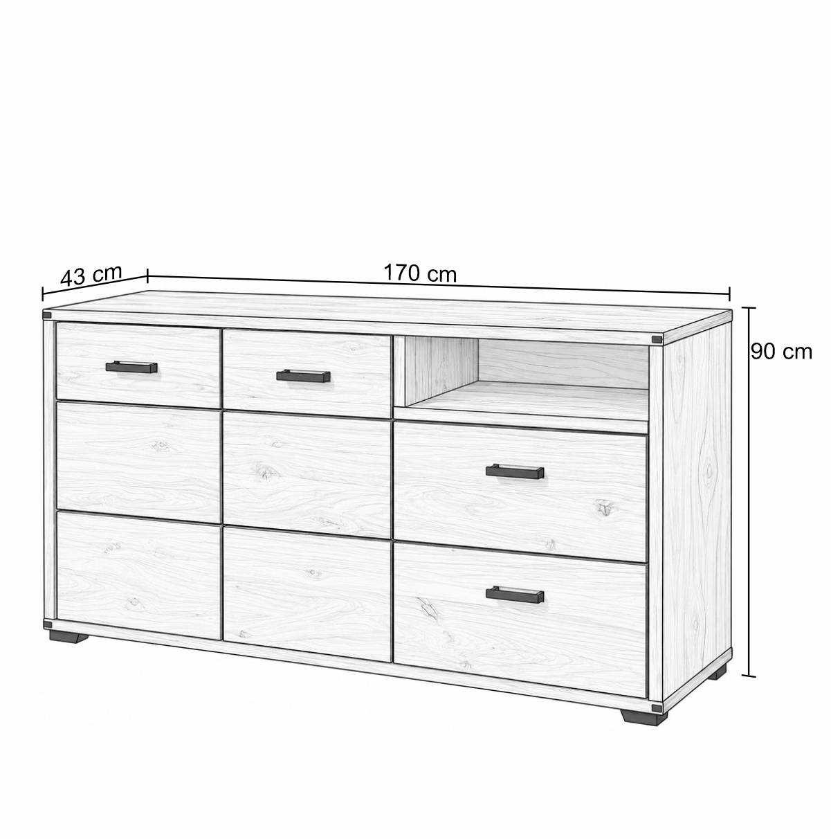 Sideboard in Wildeiche teilmassiv - Maineka