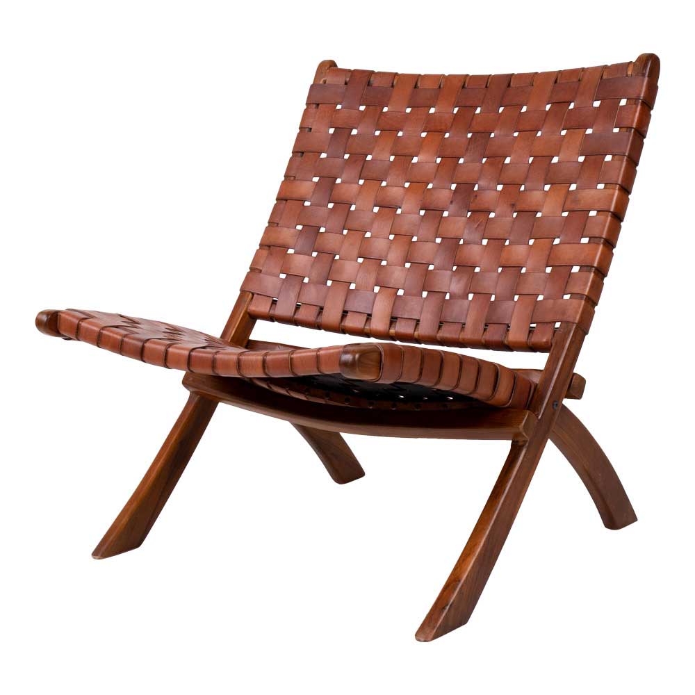Design Lounge Stuhl aus Leder Geflecht - Maisu