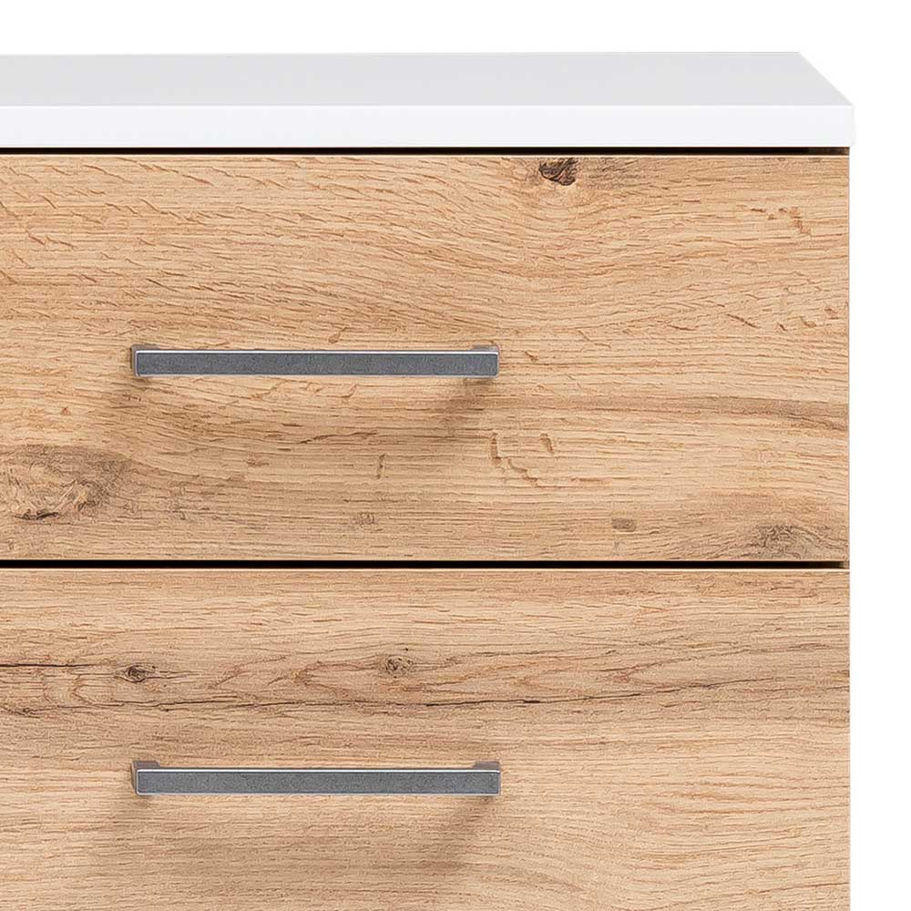 67x115x35 Bad Highboard in Eiche NB & Weiß - Voinla