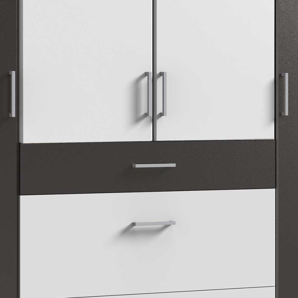 Schlafzimmerschrank in Weiß und Dunkelgrau - Vanila