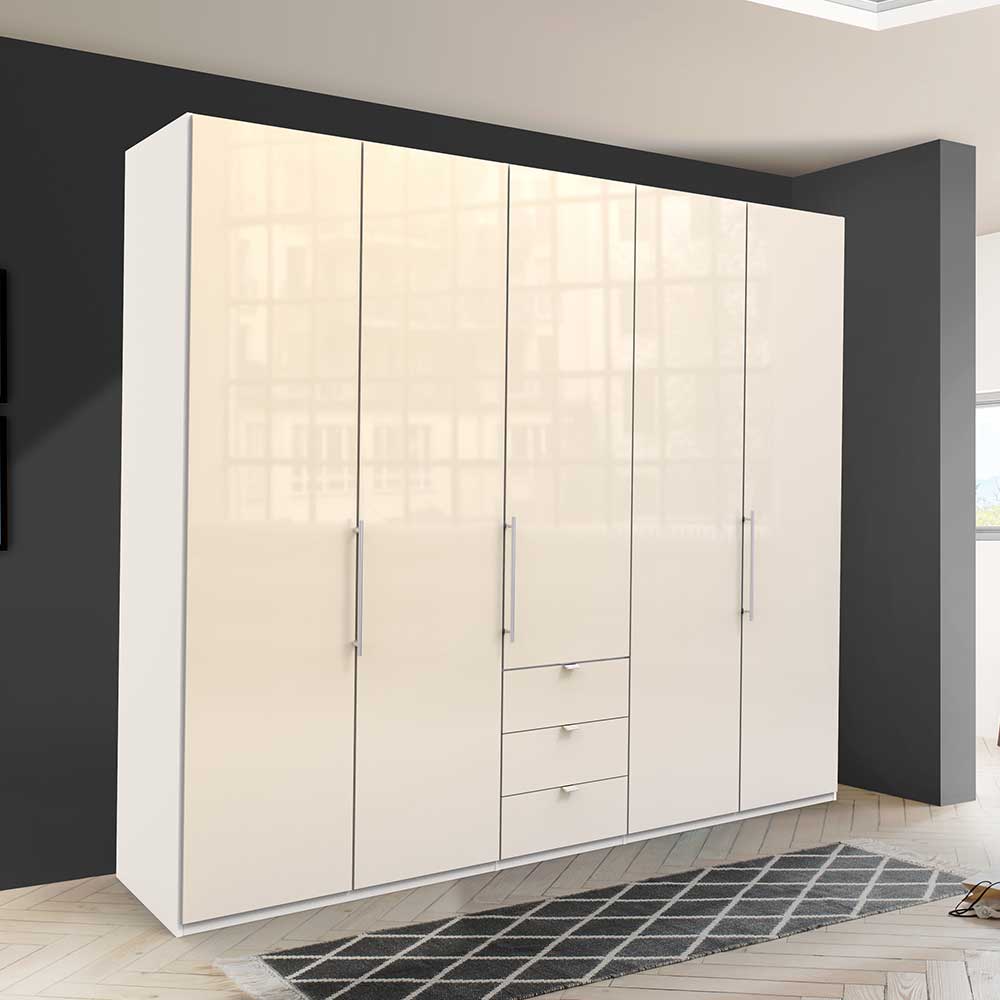 Designer Kleiderschrank mit Glasbeschichtung Creme - Zidarie